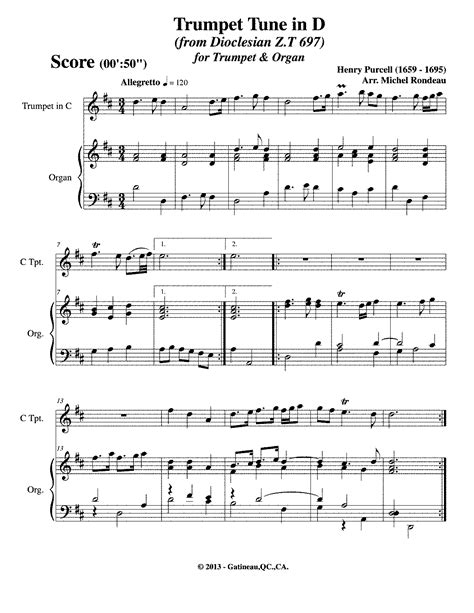 trumpet tune purcell organ